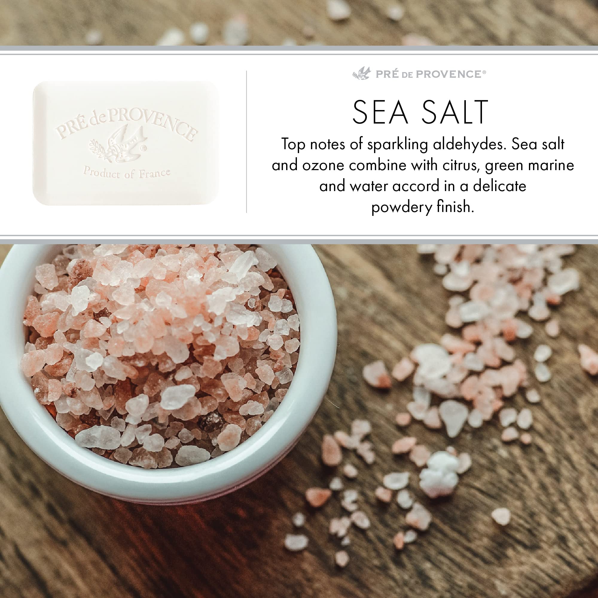 Pre de Provence Shea Butter Enriched Artisanal French Soap Bar, Sea Salt, 0.6 lbs